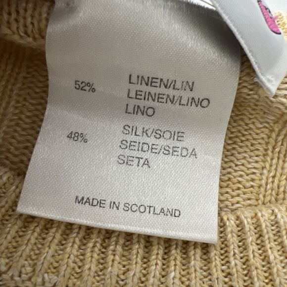 Clan Douglas Sweater Men Large Linen Silk Blend Yellow Check Scotland Pullover - Picture 4 of 15